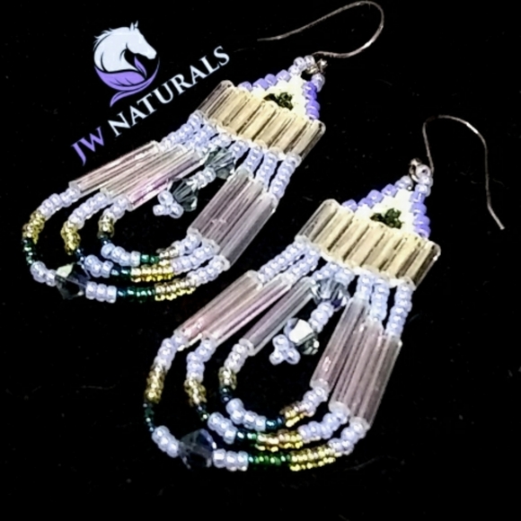 JRW Lilac Purple Swarovski Beaded Earrings - Picture 2 of 7